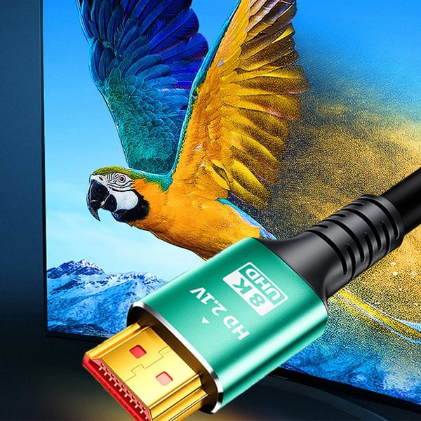 8K HDTV 2.1 Kabel - Grønn Aluminium Legering - For Gaming, TV, PC, Projektor - Støtter Høy Oppløsning og Rask Overføring 5m