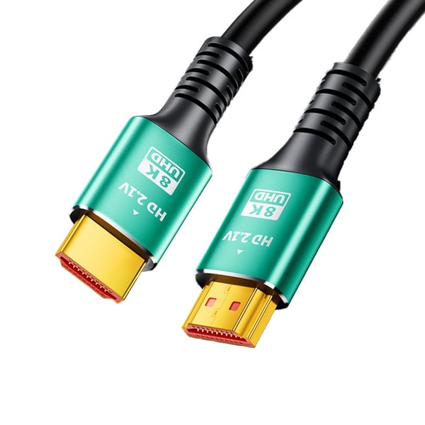 8K HDTV 2.1 Kabel - Grønn Aluminium Legering - For Gaming, TV, PC, Projektor - Støtter Høy Oppløsning og Rask Overføring 2 m