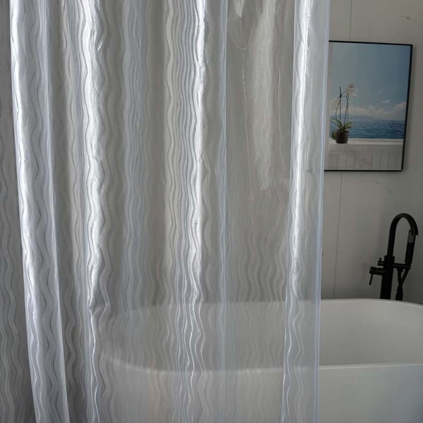 Vannbølge 3D Dusjforheng 02 - 180x180cm, Transparent PEVA, Vanntett og Anti-mugg