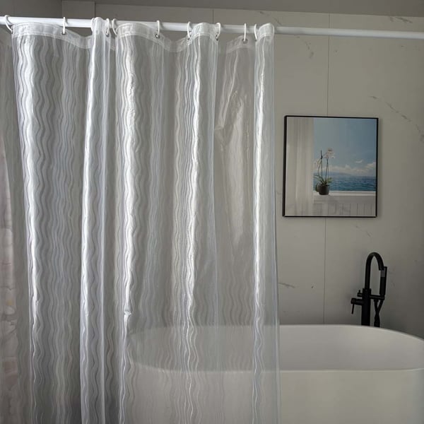 Vannbølge 3D Dusjforheng 02 - 180x180cm, Transparent PEVA, Vanntett og Anti-mugg
