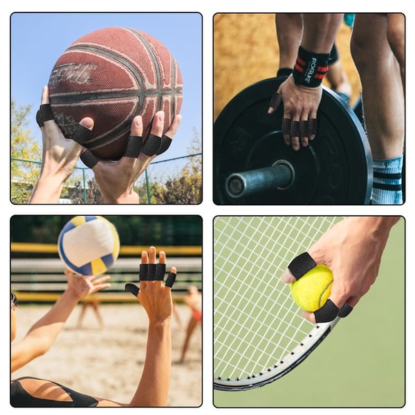 10-pack Svarta Sport Fingerärmar - Skydd och Stöd för Basket, Volleyboll och Mer