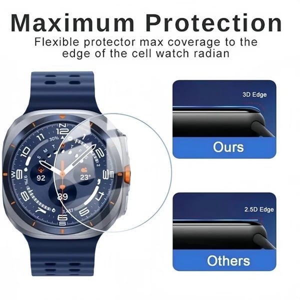 Skjermbeskytter i herdet glass kompatibelt med Samsung Watch Ultra 2025 (47mm) - Enkel installasjon