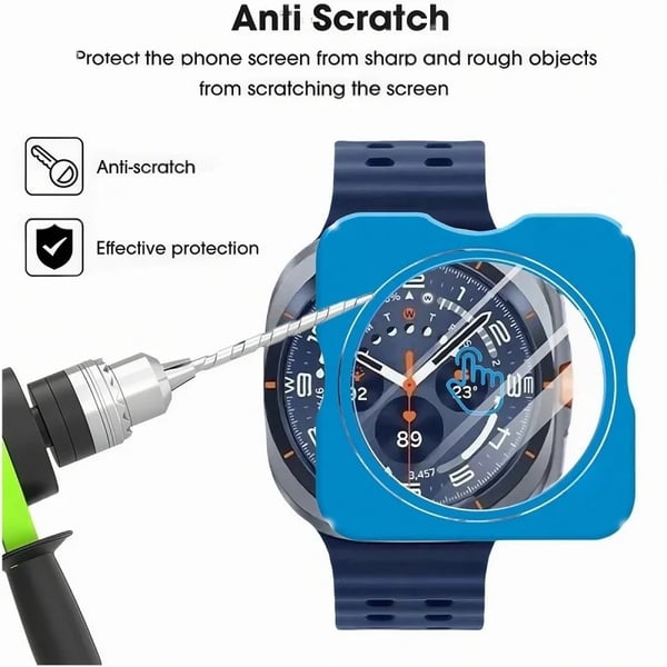 Skjermbeskytter i herdet glass kompatibelt med Samsung Watch Ultra 2025 (47mm) - Enkel installasjon