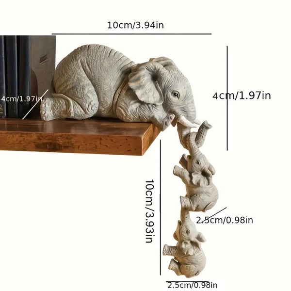 Elefantstatue - Elefantsett - Dekorativ harpiksskulptur for hjem, stue, soverom og kontor - 3 stk