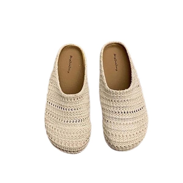 Fransk Håndlavet Hule Dame Tøfler i PVC, Kompatibel Med Sommerbrug, Åndbar Halvåben Mule Sko i Beige M