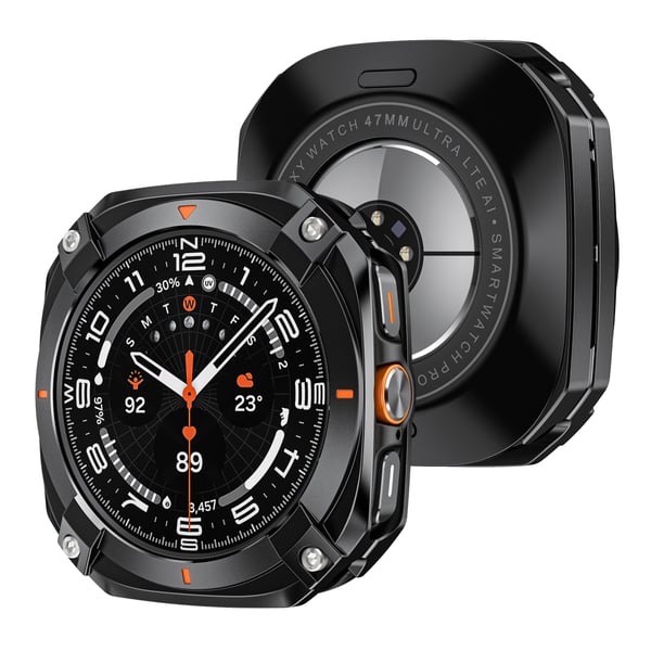 Cyber Hollow Beskyttelsesdeksel kompatibelt med Samsung Ultra og Samsung Galaxy Watch7, laget av sinklegering og PC med flere fargevalg Black