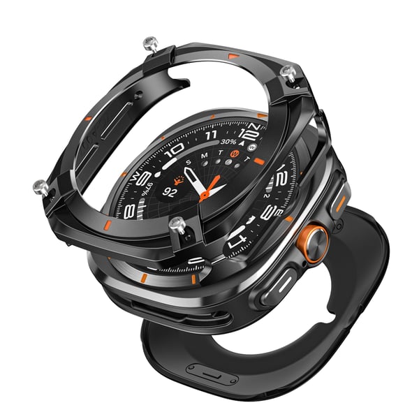 Cyber Hollow Beskyttelsesdeksel kompatibelt med Samsung Ultra og Samsung Galaxy Watch7, laget av sinklegering og PC med flere fargevalg Black