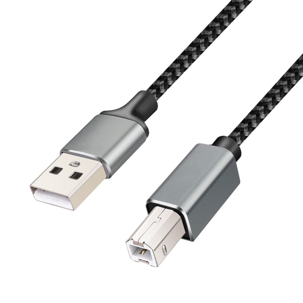 USB till B-Typ Printerkabel, Nylonflätad Datakabel för Skrivare - 1/2/3/5M 5 m