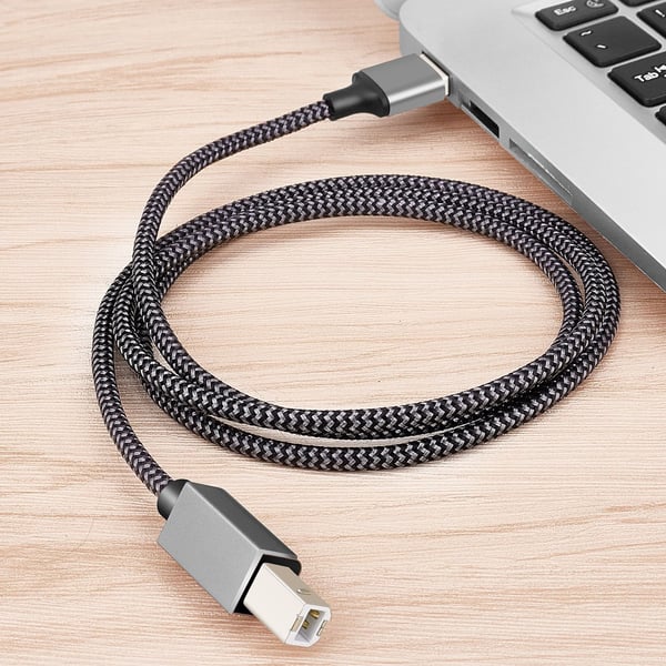 USB till B-Typ Printerkabel, Nylonflätad Datakabel för Skrivare - 1/2/3/5M 5 m