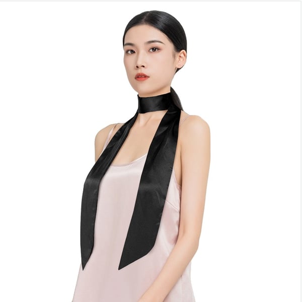 100% Mulberry Silke Lange Tørklæde - Elegant tilbehør til enhver lejlighed Black