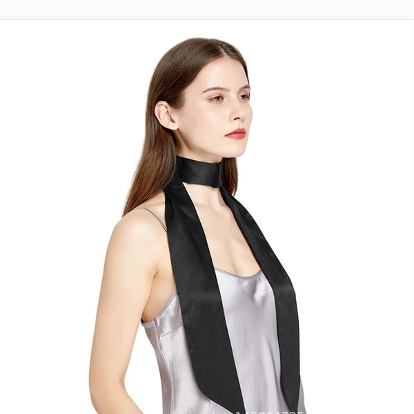 100% Mulberry Silke Lange Tørklæde - Elegant tilbehør til enhver lejlighed Black