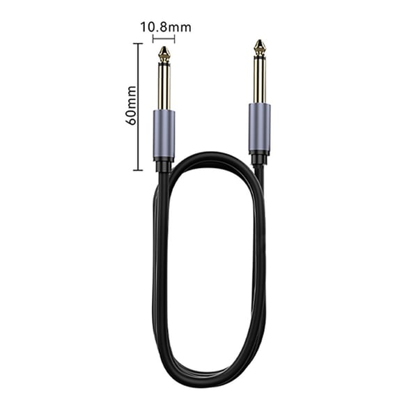 6.5mm til 6.5mm Skjermet Lydkabel Mono - Perfekt for Miksere, Gitarer, Keyboard og Lydsystemer 1 m
