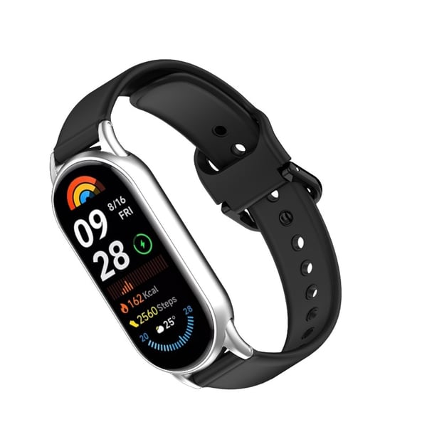 Silikonrem med spenne for Xiaomi Mi Band 8/9 - Komfortabel og stilig erstatningsrem Black