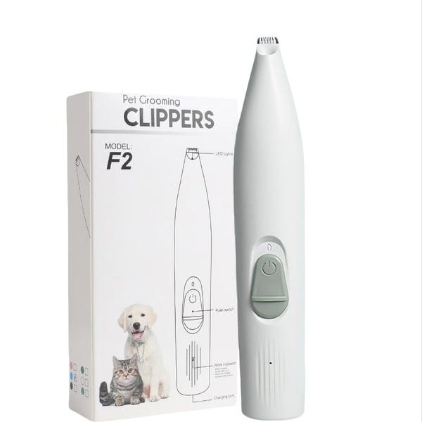Pet Grooming Clipper - Mild Lav Støj Design til Pote, Øre og Ansigt - Ideel til Hunde og Katte White