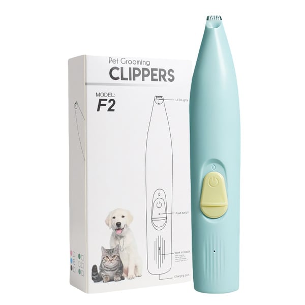 Pet Grooming Trimmer - Skånsom og Stille Elektrisk Klipper for Hund og Katt - Perfekt for Poter, Ører og Øyne Blue