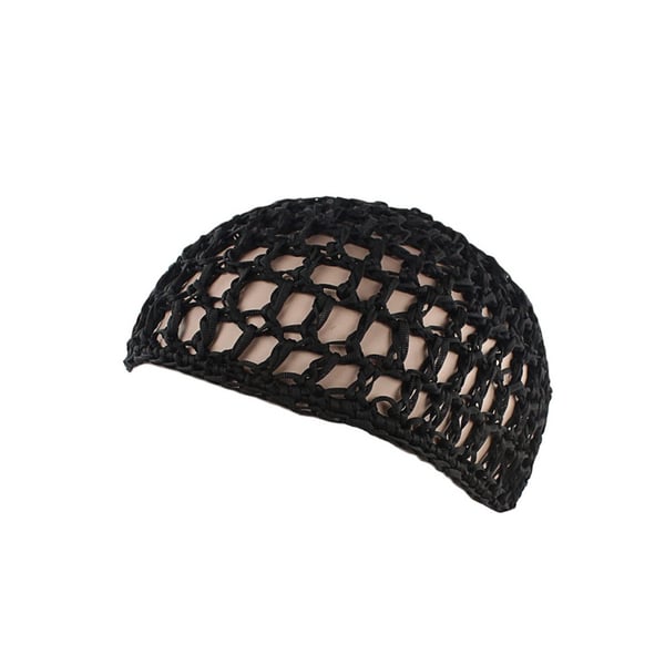 Håndlavet Hæklet Hårnet - Beskyttende Sovende Hætte, Kufi Hat, Hårnet, Hårpose - Forskellige Farver Black