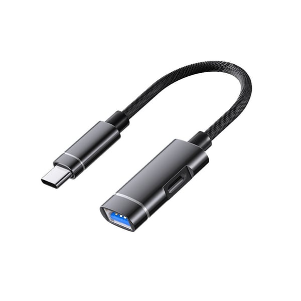 Type-C - USB-sovitin lataus- ja laajennuskaapeli, monipuolinen OTG-muunnin puhelimille ja USB-muistitikkuille Black