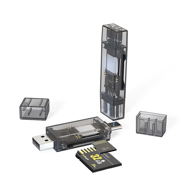 Type-C + USB -kaksoiskortinlukija SD/TF-kortille – Nopea tiedonsiirto ja helppo käyttö