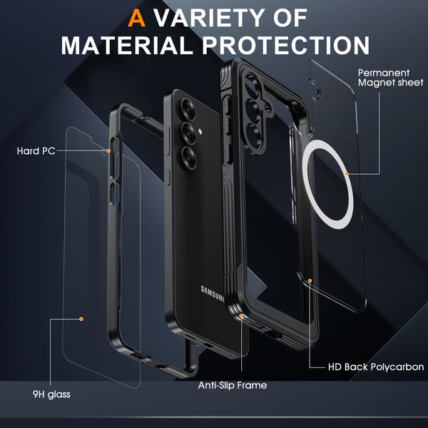 9H Herdet Glass Skall med Magnetisk Feste for Samsung Galaxy S25 FE - Optimal Beskyttelse og Funksjonalitet