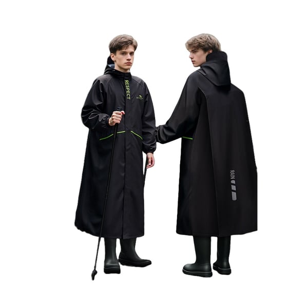 Koko Vartalon Ulkoilmasadetakki Heijastimilla ja Repun Suojuksella Black 6XL Koko Vartalon Ulkoilmasadetakki Heijastimilla ja Repun Suojuksella Black 6XL