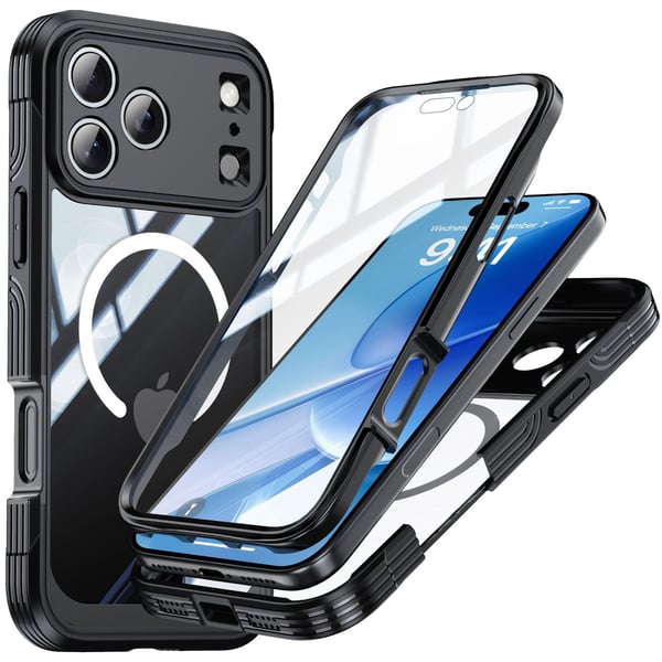 Iskunkestävä 9H lasinen suojakotelo magneettikiinnityksellä iPhone 17 Pro Max -puhelimelle