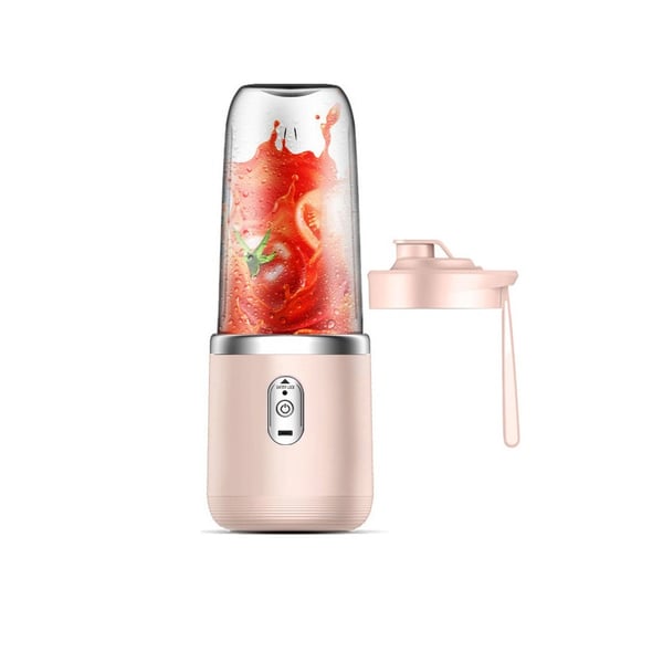 Bærbar oppladbar juicekopp med 6 blader - Enkelt lokk, perfekt for smoothies og shakes Pink