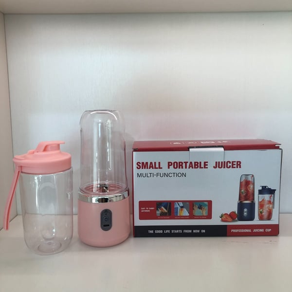 Bærbar oppladbar juicekopp med 6 blader - Enkelt lokk, perfekt for smoothies og shakes Pink