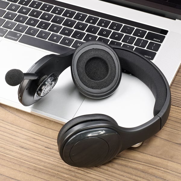 2 stk Svarte Perforerte Øreputer Hodebåndpute Kompatibel med Logitech H800 Trådløst Headset