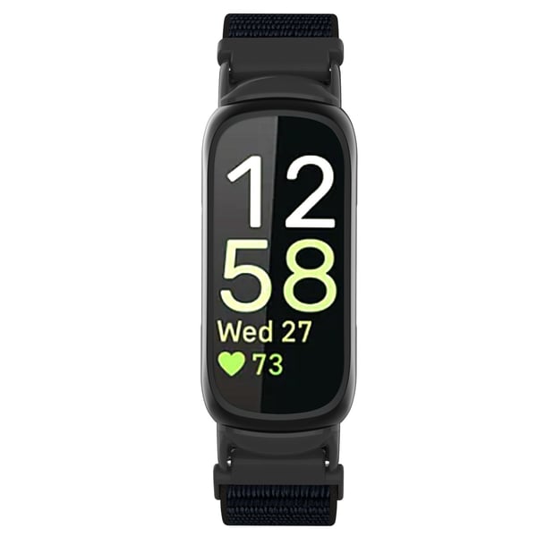 Nylon Loop Borrelåsrem Kompatibel med Fitbit Inspire 3 - Tilgjengelig i flere farger Black