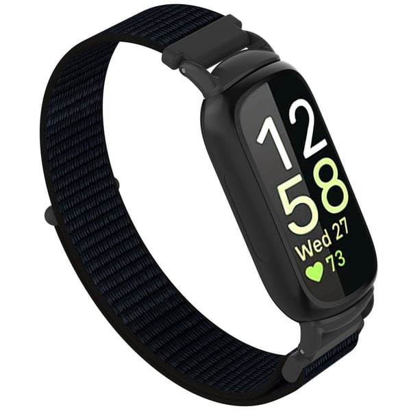 Nylon Loop Borrelåsrem Kompatibel med Fitbit Inspire 3 - Tilgjengelig i flere farger Black