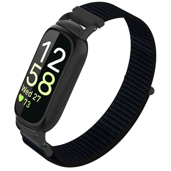 Nylon Loop Borrelåsrem Kompatibel med Fitbit Inspire 3 - Tilgjengelig i flere farger Black