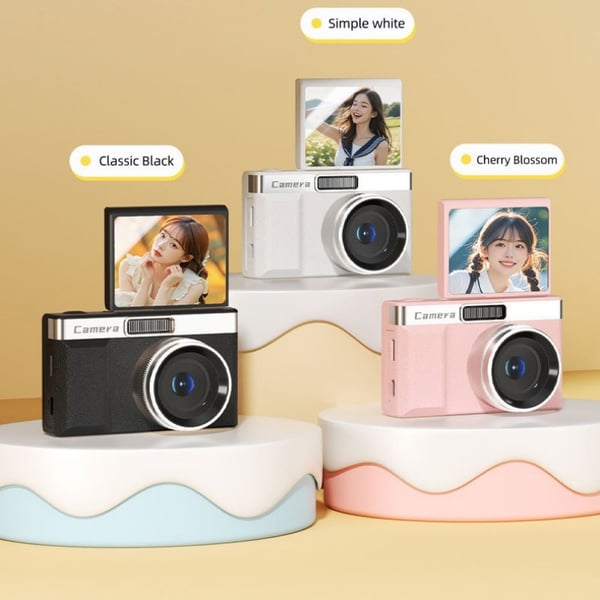 Retro Digitalkamera med høy piksel, dobbel linse, 5x optisk zoom og 2,4" LCD-skjerm White