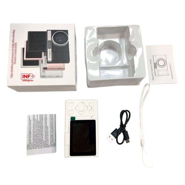 Retro Digitalkamera med høy piksel, dobbel linse, 5x optisk zoom og 2,4" LCD-skjerm White