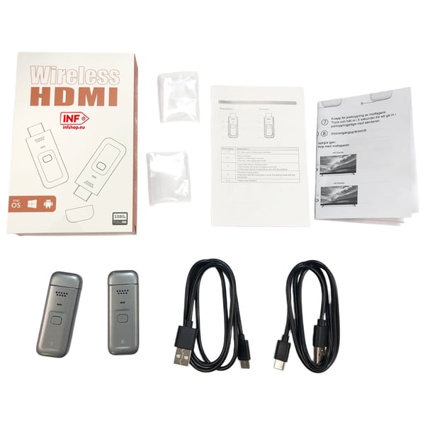 Trådløst HDMI Video Transmitter og Receiver Kit, 1080P Plug & Play Grey