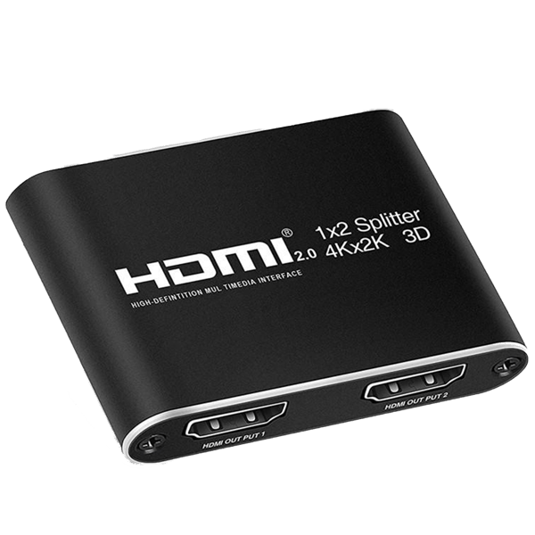 HDMI-splitter 1x2 for 2 skjermer 3D / 4K / 1080p