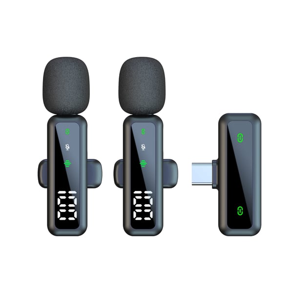 Dual Trådløs Lavalier Mikrofon med Type-C Interface - Digital Skærm, Støjreduktion, Klar Lyd