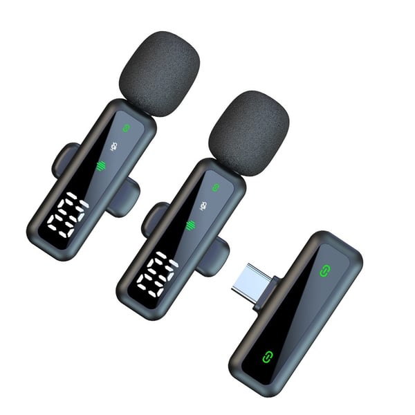 Dual Trådløs Lavalier Mikrofon med Type-C Interface - Digital Skærm, Støjreduktion, Klar Lyd