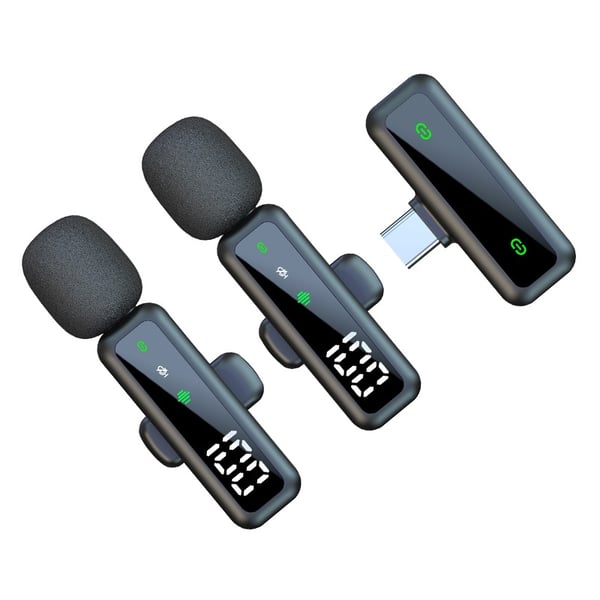 Dual Trådløs Lavalier Mikrofon med Type-C Interface - Digital Skærm, Støjreduktion, Klar Lyd