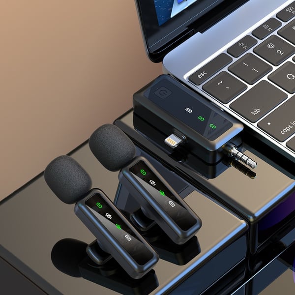 Trådløs Lavalier Mikrofon - 2.4G Clip-on Omnidireksjonell Kondensatormikrofon for Livestreaming og Opptak