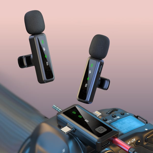 Trådløs Lavalier Mikrofon - 2.4G Clip-on Omnidireksjonell Kondensatormikrofon for Livestreaming og Opptak
