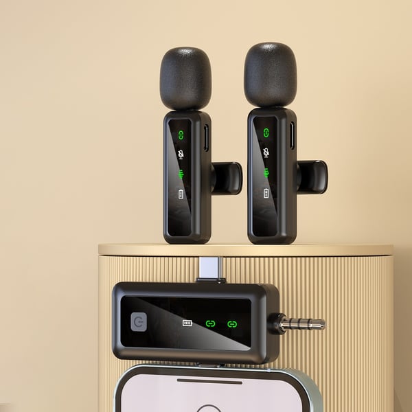 Trådløs Lavalier Mikrofon - 2.4G Clip-on Omnidireksjonell Kondensatormikrofon for Livestreaming og Opptak
