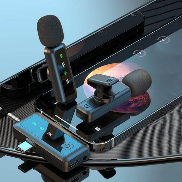 Trådløs Lavalier Mikrofon - 2.4G Clip-on Omnidireksjonell Kondensatormikrofon for Livestreaming og Opptak