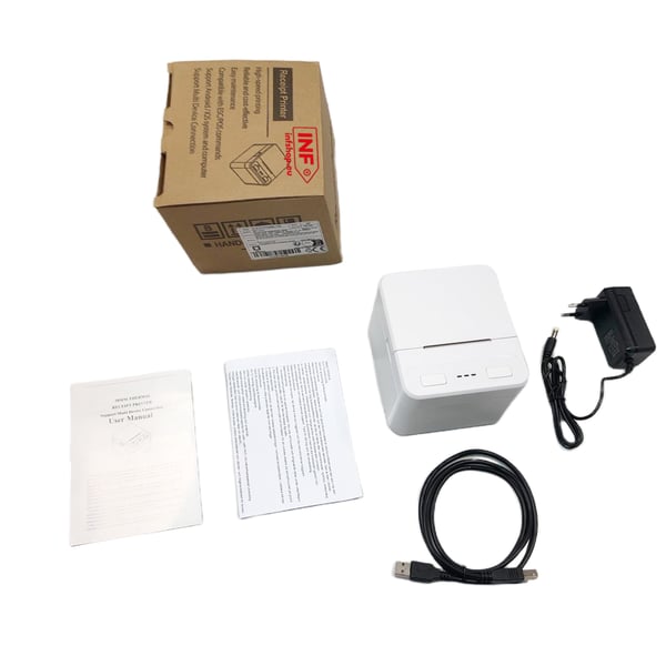 58 mm:n USB+Bluetooth-lämpökirjoitin – nopea, kannettava POS-kirjoitin Androidille, iOS:lle ja Windowsille White
