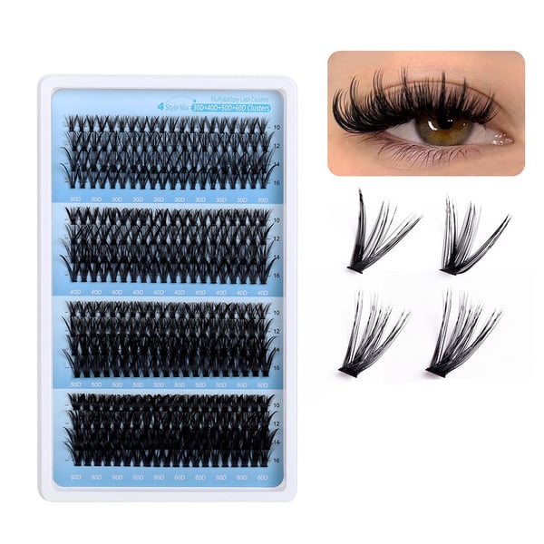 16 Rader Individuelle Vippe Extensions Sett - 30P+40P+50P+60P Blandet Lengde, Volum Vippe Extensions