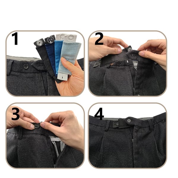 Avtakbar linningforlenger (4-pakning) for jeans og bukser