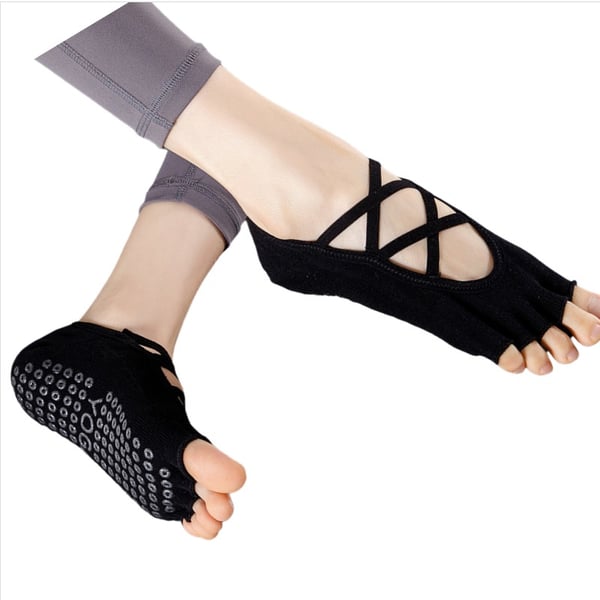 Kesän ohuet Pilates-joogasukat - Liukumattomat viiden varpaan sukat sisäliikuntaan Black