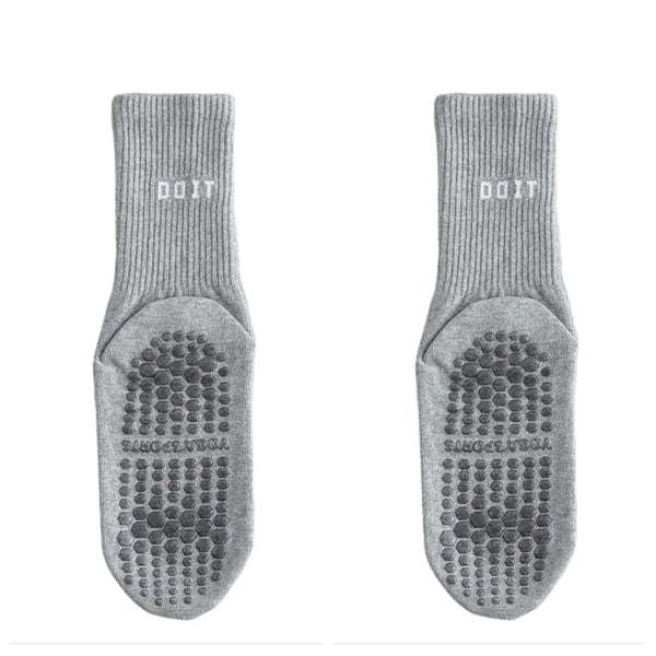 Mid-calf Yoga/Pilates Sokker - Skridsikre, Svedabsorberende, Anti-Friktion (Et Par) Grey