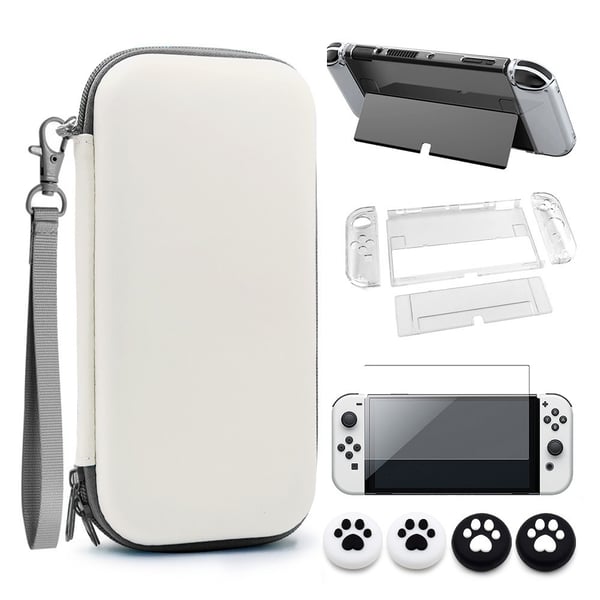 Nintendo Switch OLED -kantolaukku - Suojaava EVA-kovakuori, jalusta, näytönsuoja ja peukalokahvat