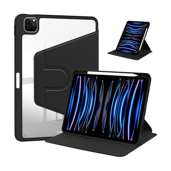 iPad Pro 12.9 (2022/2020/2018) Kotelo - 360° Kääntyvä Jalusta, Kynäpaikka, Täysi Suojaus
