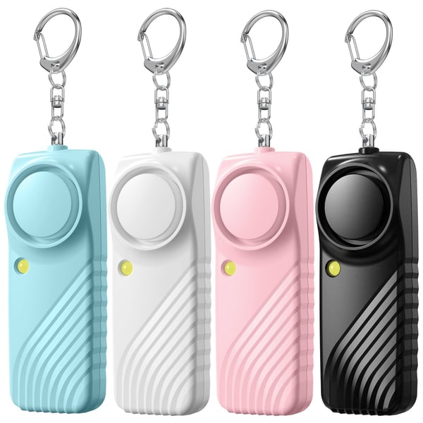Personlig sikkerhetsalarm med batteri - 130dB høy nødalarm nøkkelring med LED-lys Pink
